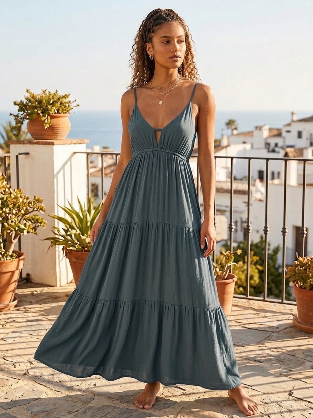 Zenana Outfitters Ash Jade Spaghetti-Strap Maxi Dress